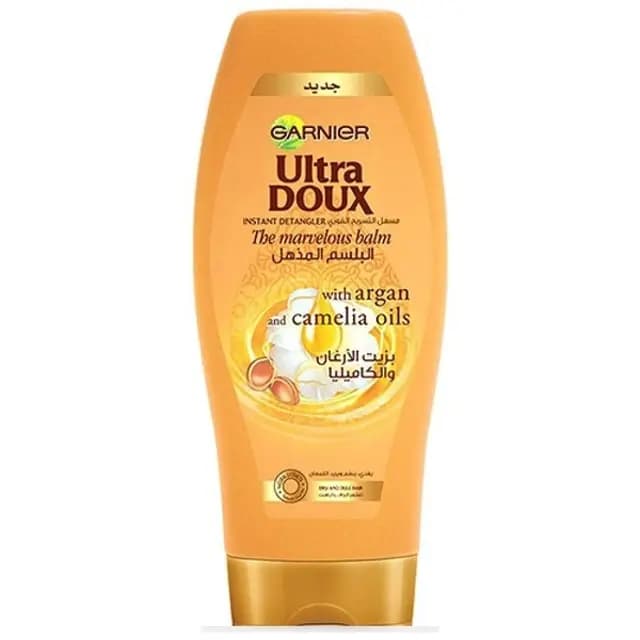 نرم کننده موی سر گارنیر مدل Ultra Doux با رایحه و ترکیبات روغن آرگان و کاملیا حجم 400 میل
