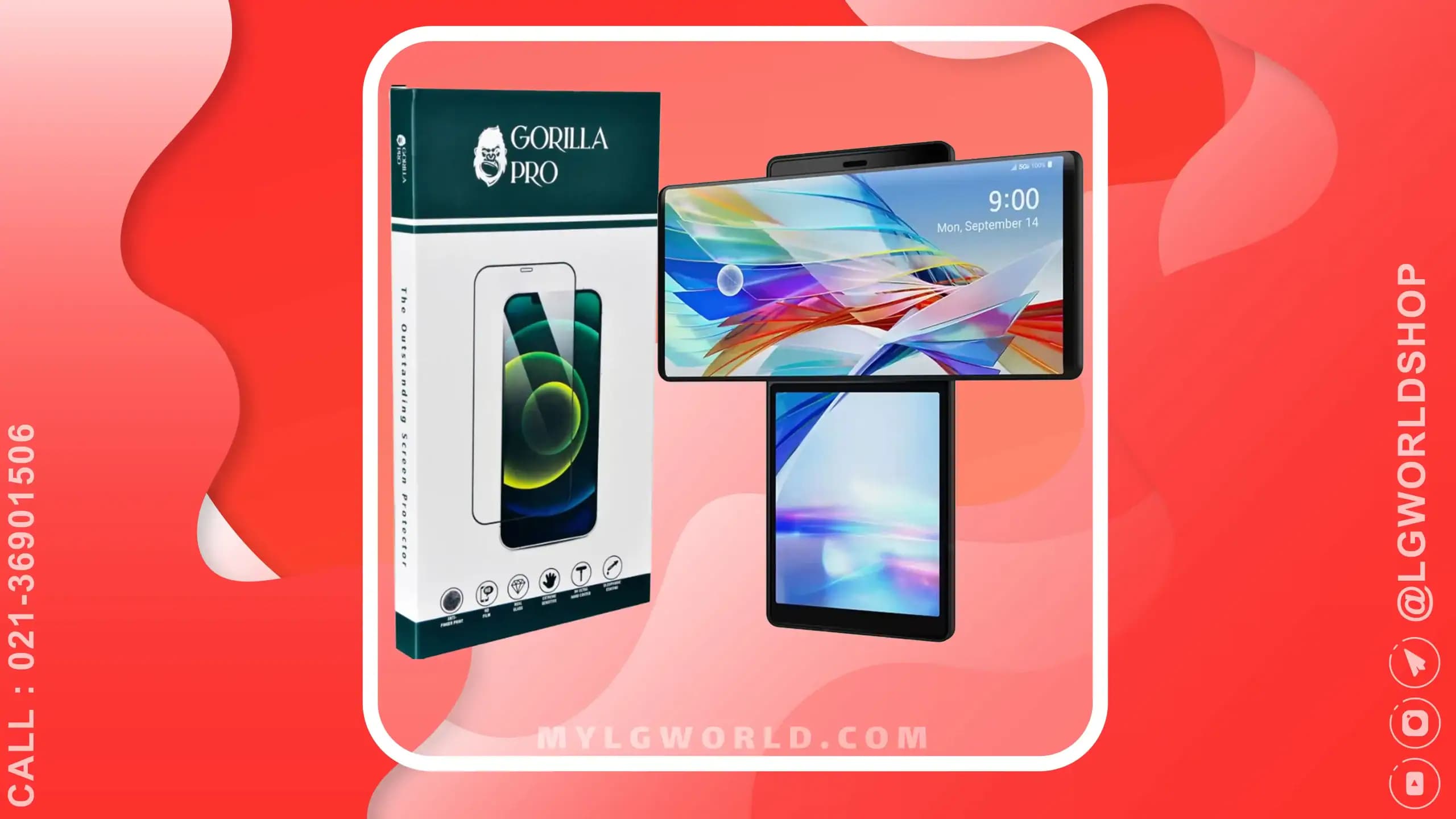 گلس و محافظ هیدروژلی (شفاف) صفحه نمایش دوم گوشی ال‌جی مدل LG WING