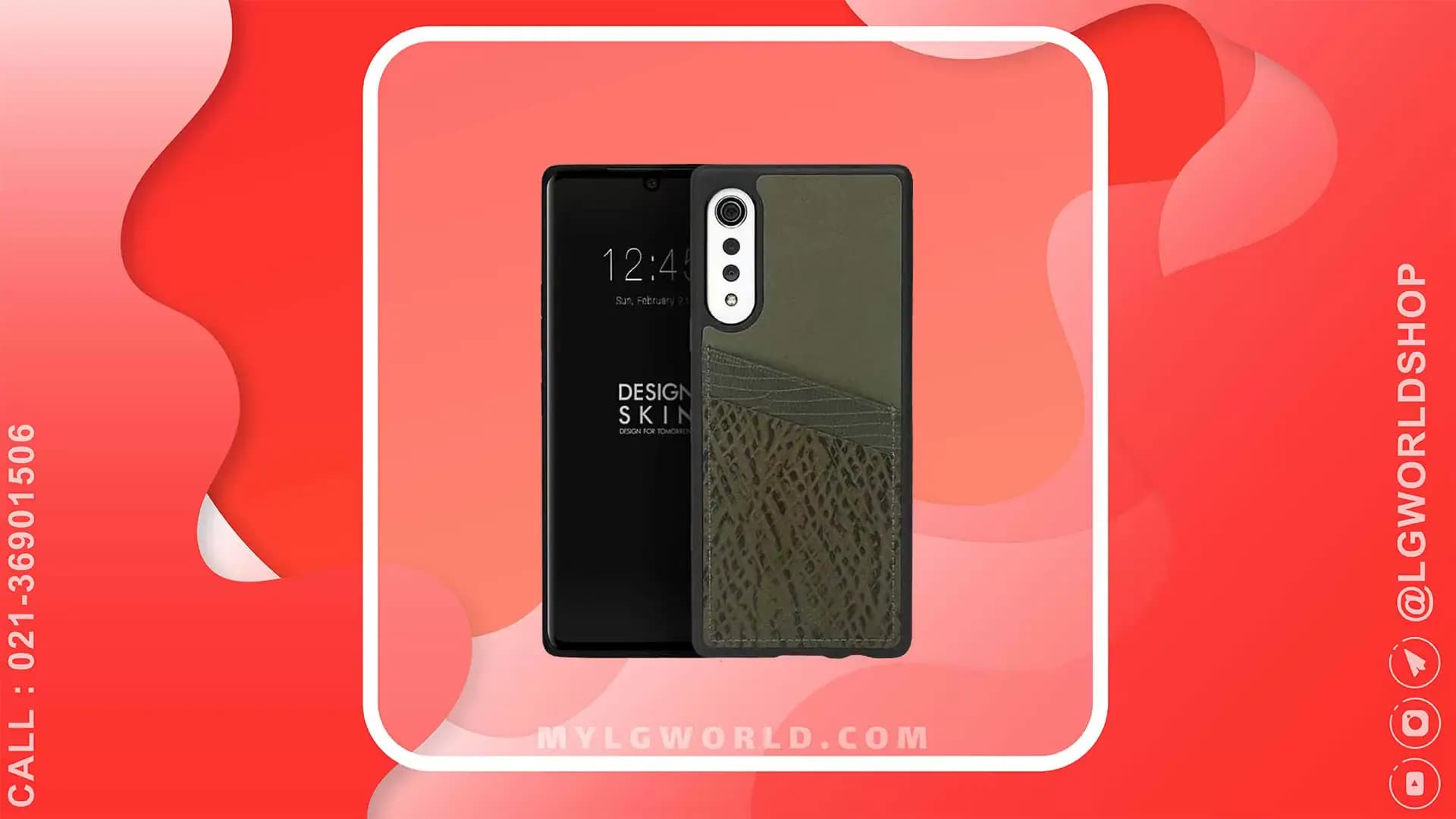 کاور چرم اصل Design Skin برای LG VELVET ساخت کره جنوبی – کروکودیلی زیتونی — تصویر ۲
