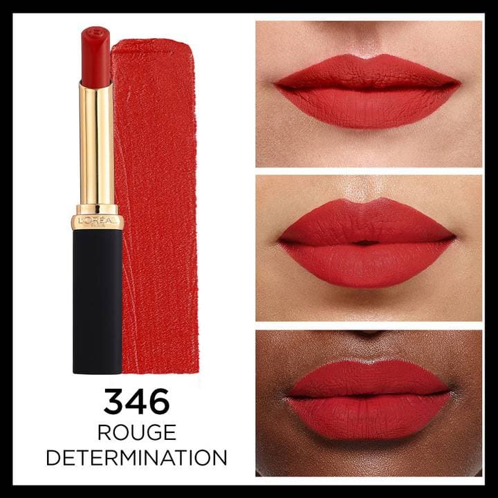 رژلب کالر ریج Color Riche Intense Volume Matte 346 Rouge Determin لورال پاریس — تصویر ۴