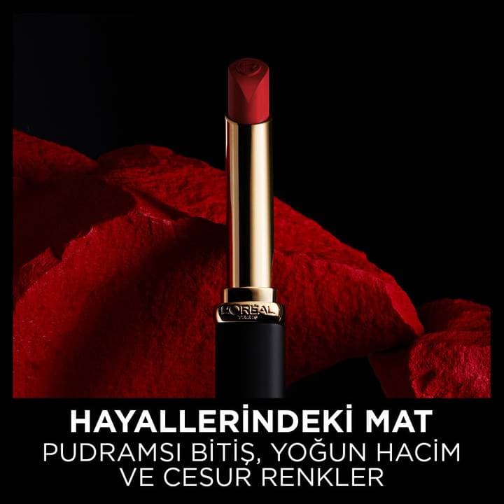رژلب کالر ریج Color Riche Intense Volume Matte 346 Rouge Determin لورال پاریس — تصویر ۸