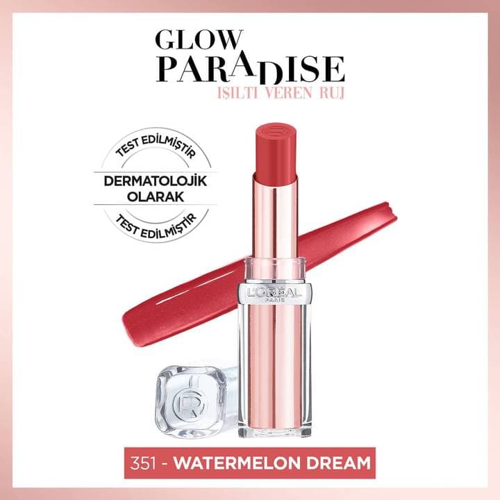 رژلب گلاو پارادیس Glow Paradise Balm-in-Lipstick 351 Watermelon Dream لورال پاریس — تصویر ۳
