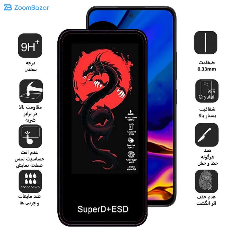 گلس اپیکوی مدل Dragon ESD مناسب برای گوشی موبایل شیائومی Poco M6 Pro 5G / Redmi 12 / Note 12R — تصویر ۲