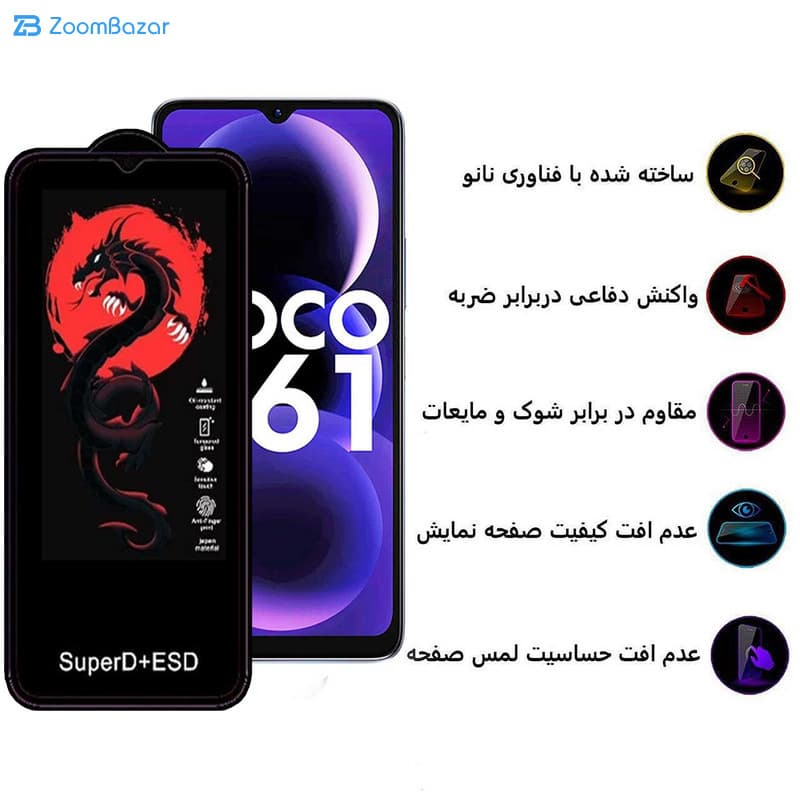 گلس اپیکوی مدل Dragon ESD مناسب برای گوشی موبایل شیائومی Poco C61 — تصویر ۶