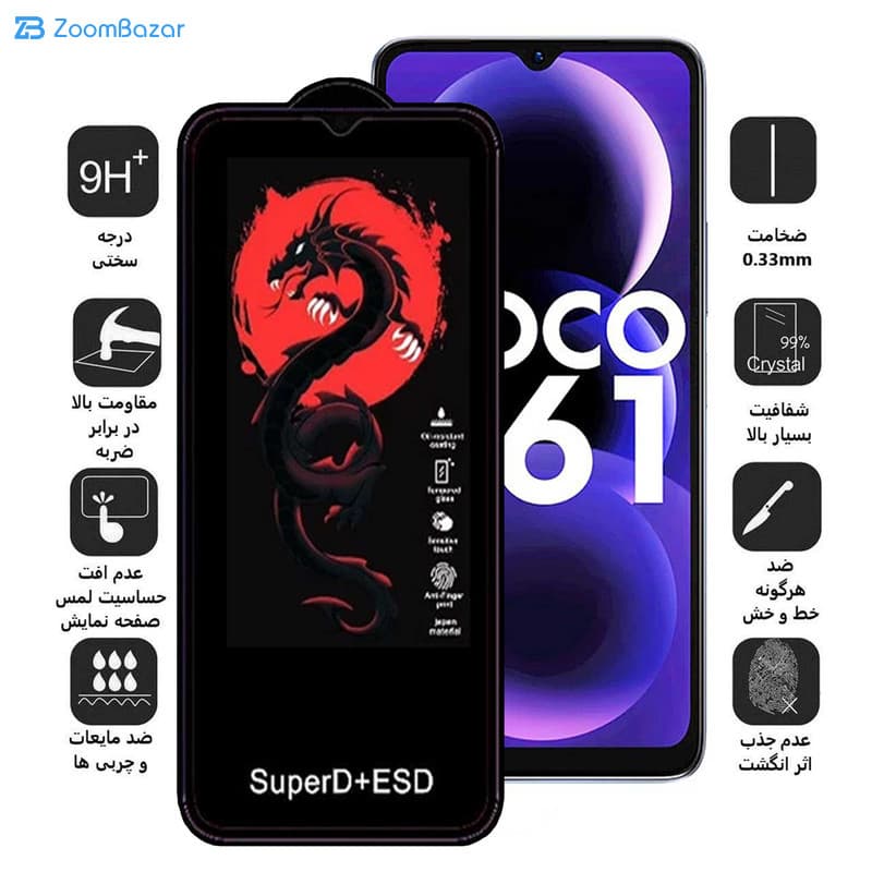 گلس اپیکوی مدل Dragon ESD مناسب برای گوشی موبایل شیائومی Poco C61 — تصویر ۴