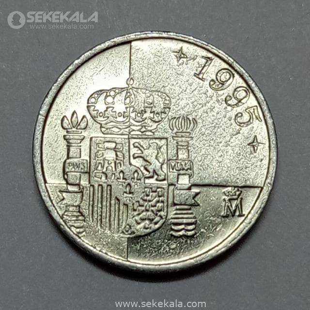 سکه 1 پزوتا اسپانیا 1995(UNC)(خوان کارلوس اول) — تصویر ۲