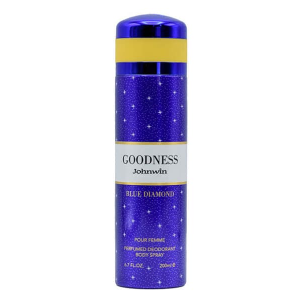 اسپری بدن زنانه جانوین مدل گودنس بلو GoodNess Blue حجم ۲۰۰ میلی لیتر | Johnwin spray GoodNess Blue 200 ML