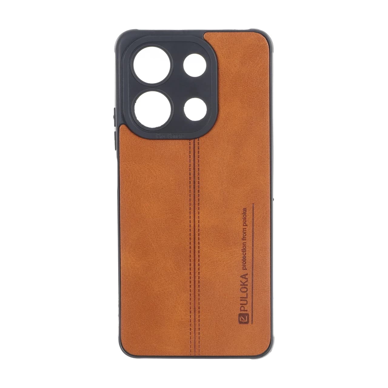 قاب Puloka طرح چرم دوخت دار محافظ لنزدار Xiaomi Redmi Note 13 4G — تصویر ۳