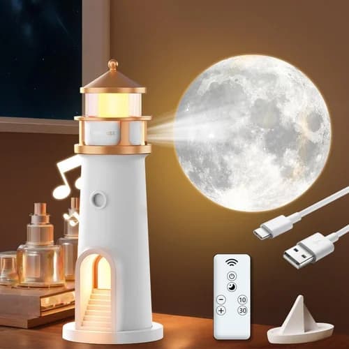 چراغ خواب و پروژکتور مدل Lighthouse moonlight projector — تصویر ۲