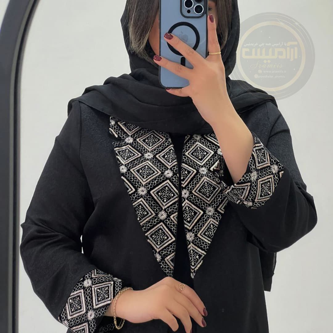 مانتو کتی کتان لمه خرجکار پولکی — تصویر ۲