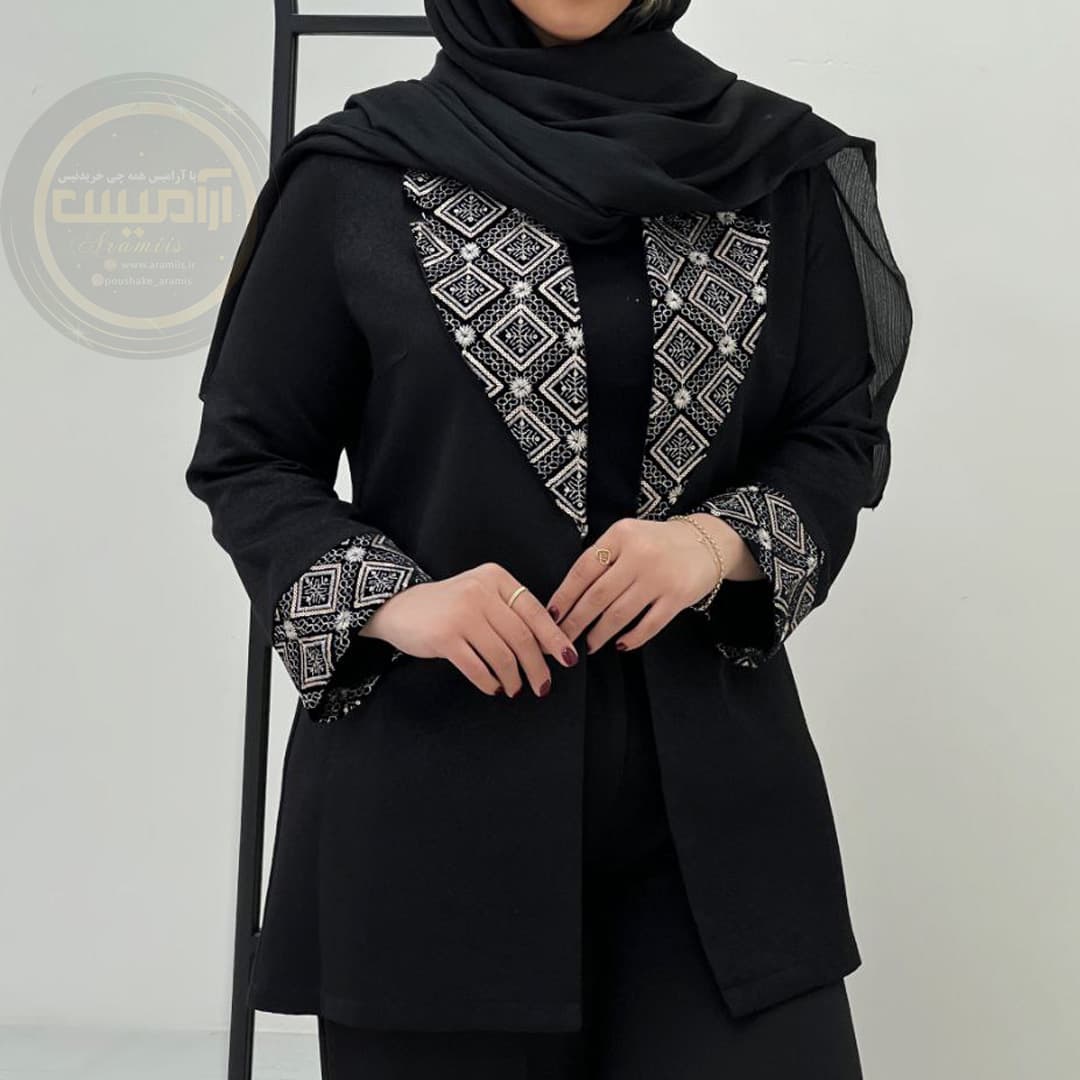 مانتو کتی کتان لمه خرجکار پولکی