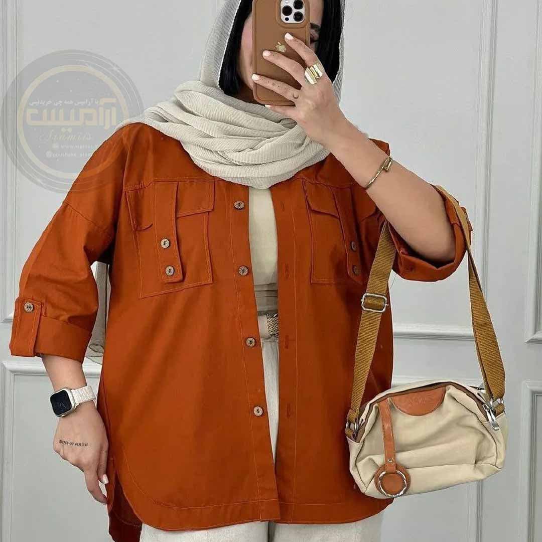 مانتو کتان جیب بلیطی