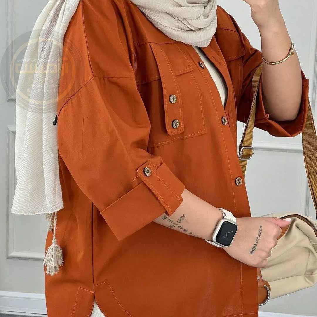 مانتو کتان جیب بلیطی — تصویر ۳
