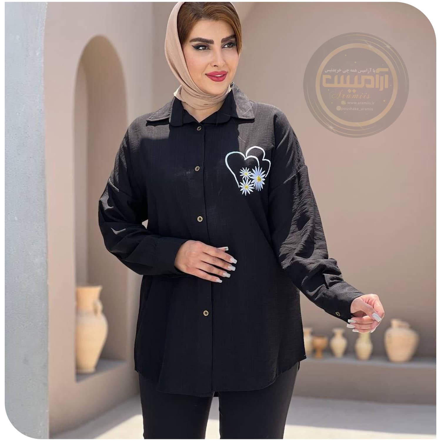 مانتو بابوس گلدوزی بابونه — تصویر ۲