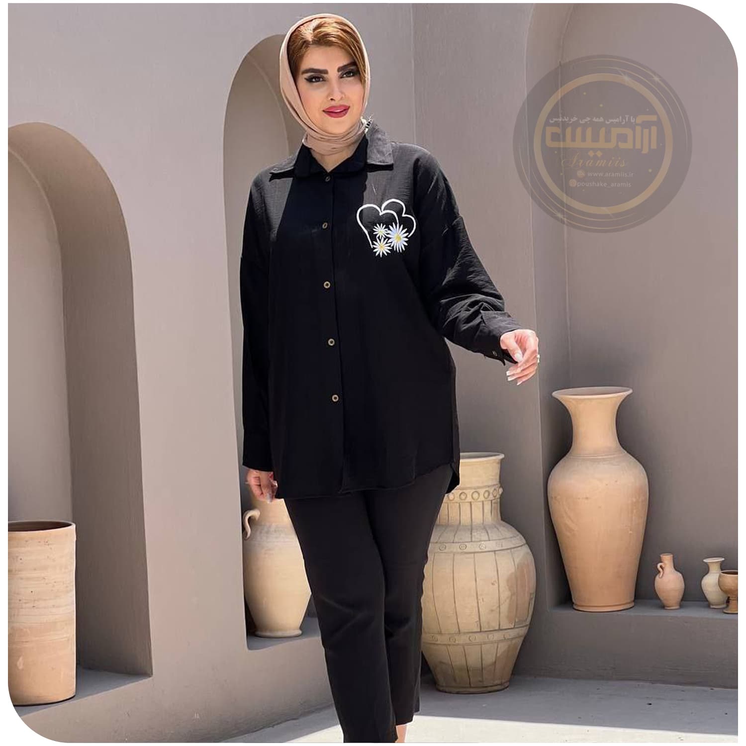 مانتو بابوس گلدوزی بابونه — تصویر ۳