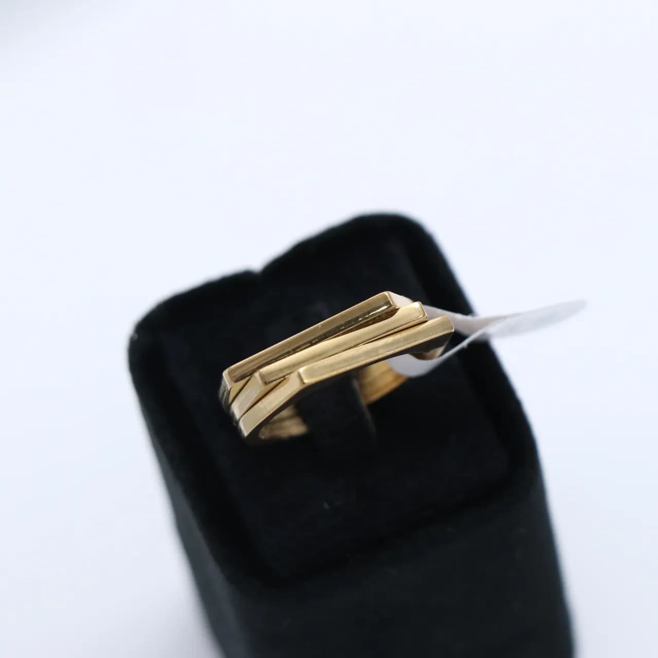 انگشتر سه لاین استیل طلایی سایز 20 کد 71646