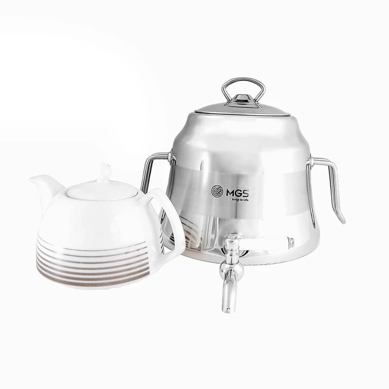 کتری استیل با دو قوری برند ام جی اس MGS کد کالا K41011 — تصویر ۳