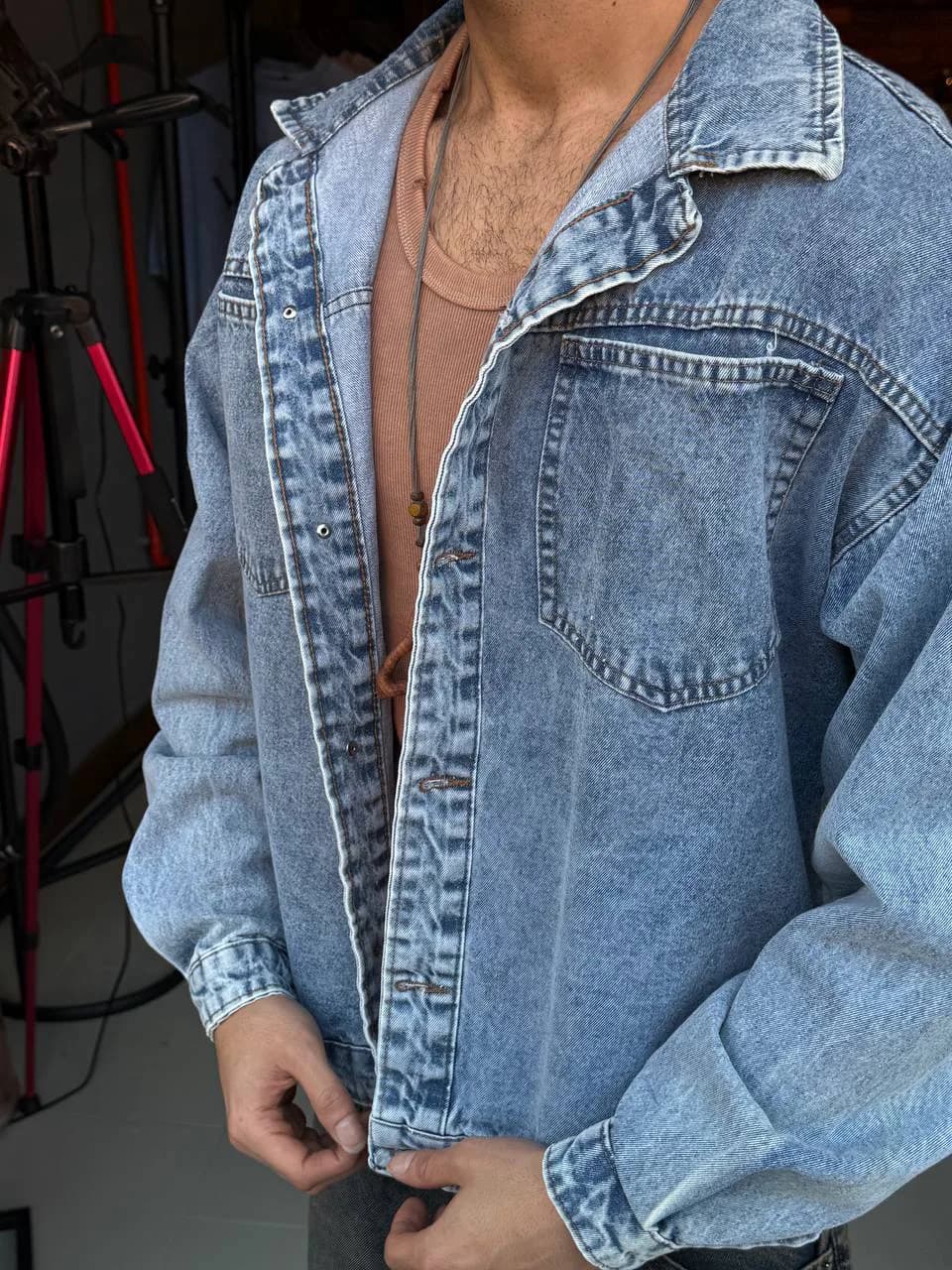 کت جین Balenciaga آبی یخی L — تصویر ۵