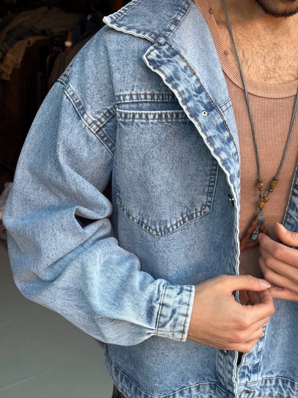 کت جین Balenciaga آبی یخی L — تصویر ۳