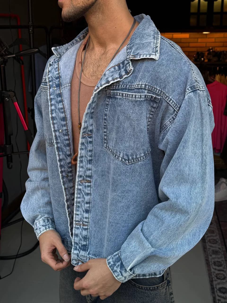 کت جین Balenciaga آبی یخی L — تصویر ۴