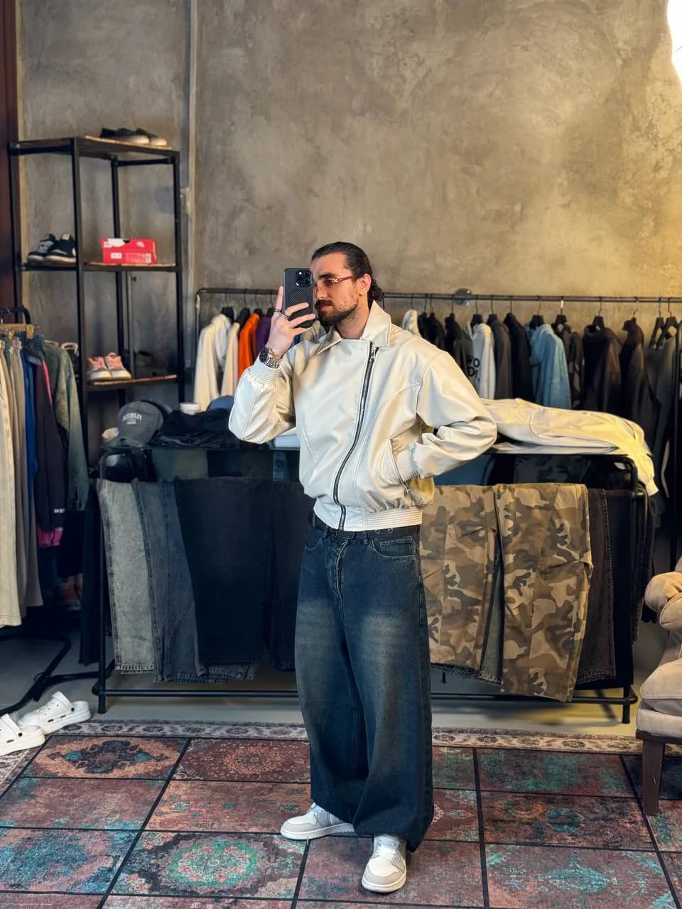 چرم زیپ کج شیری 2XL — تصویر ۳