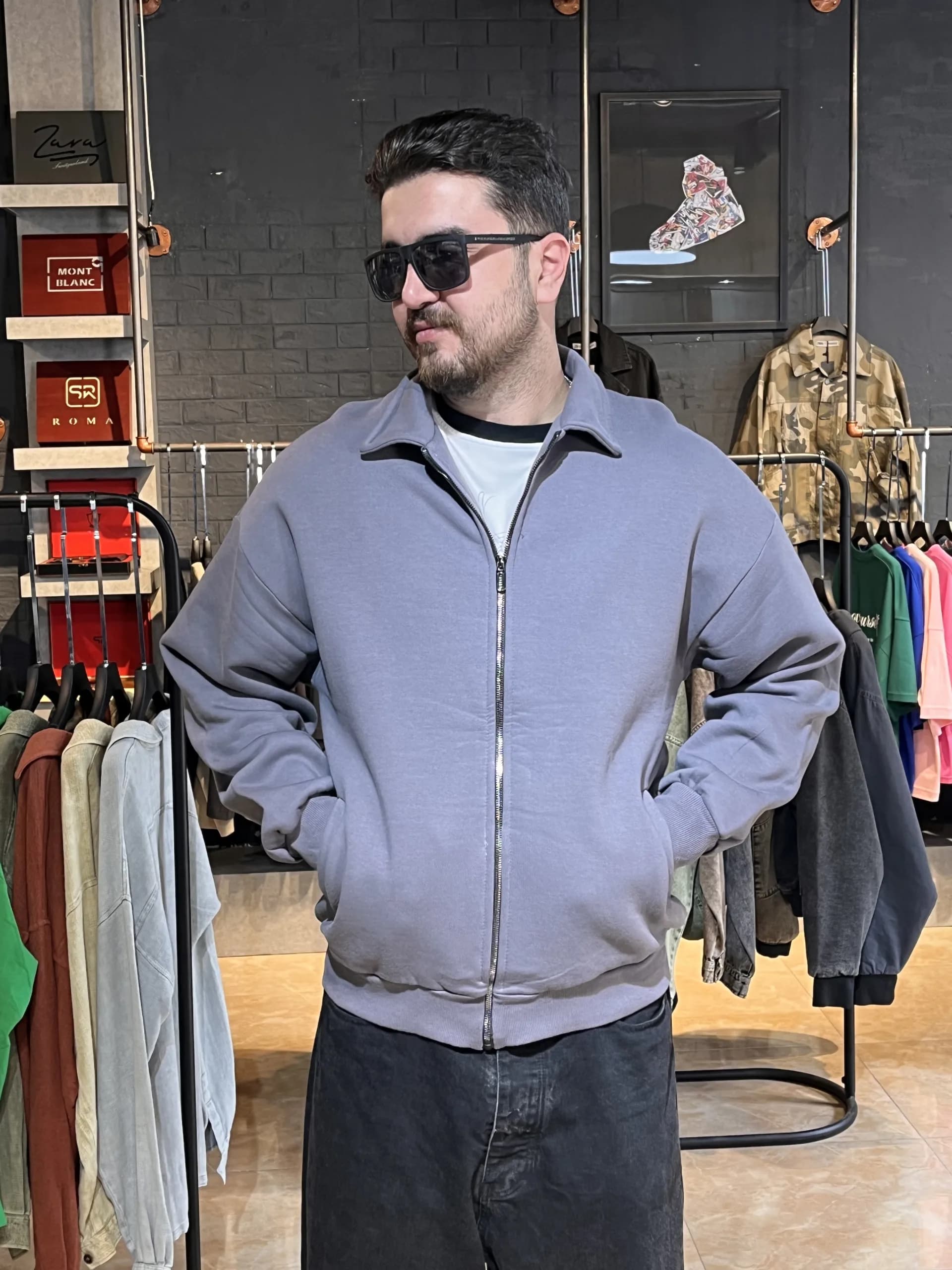 سویی یقه دار ZARA طوسی XL — تصویر ۳
