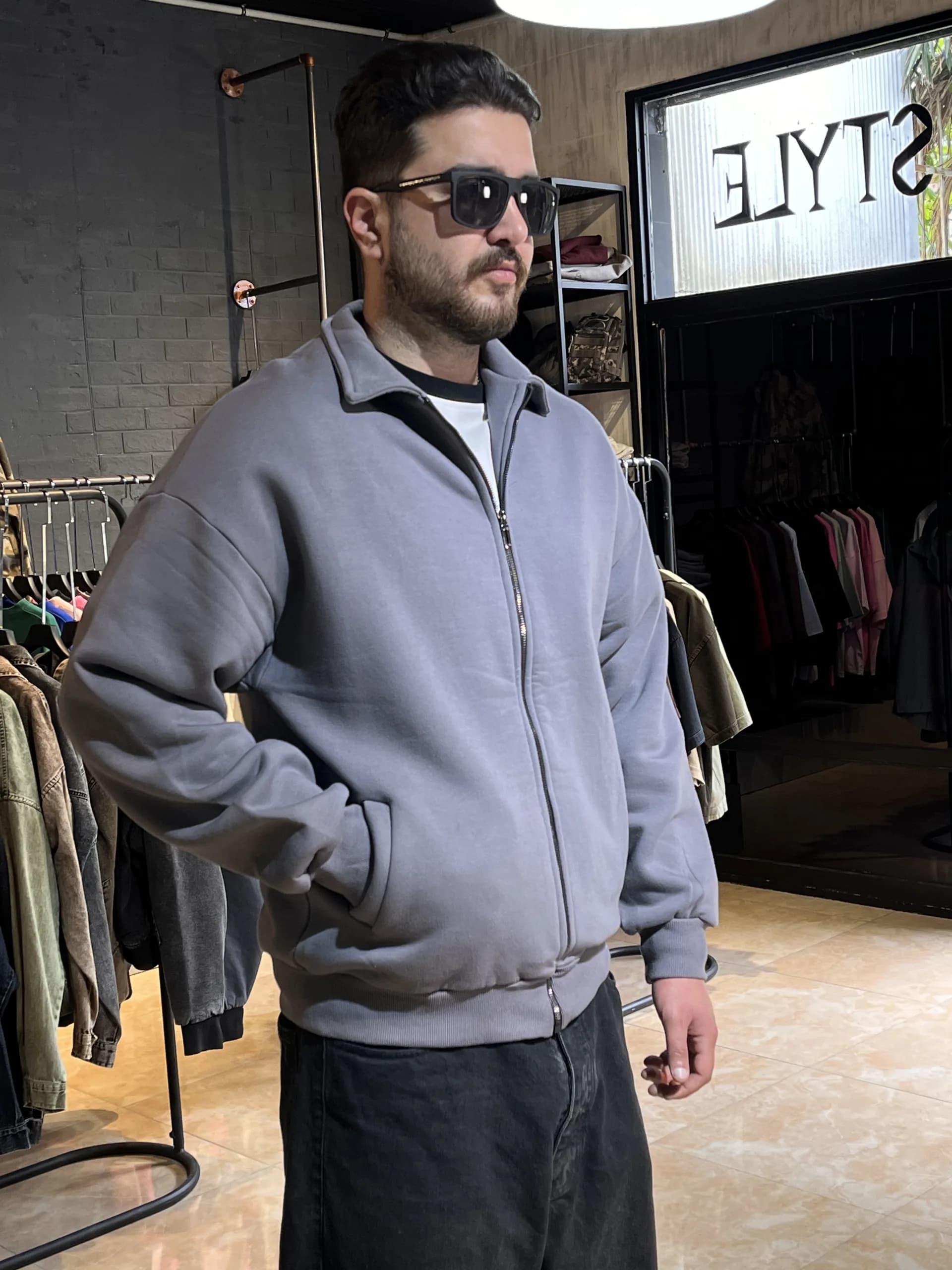 سویی یقه دار ZARA طوسی XL — تصویر ۲