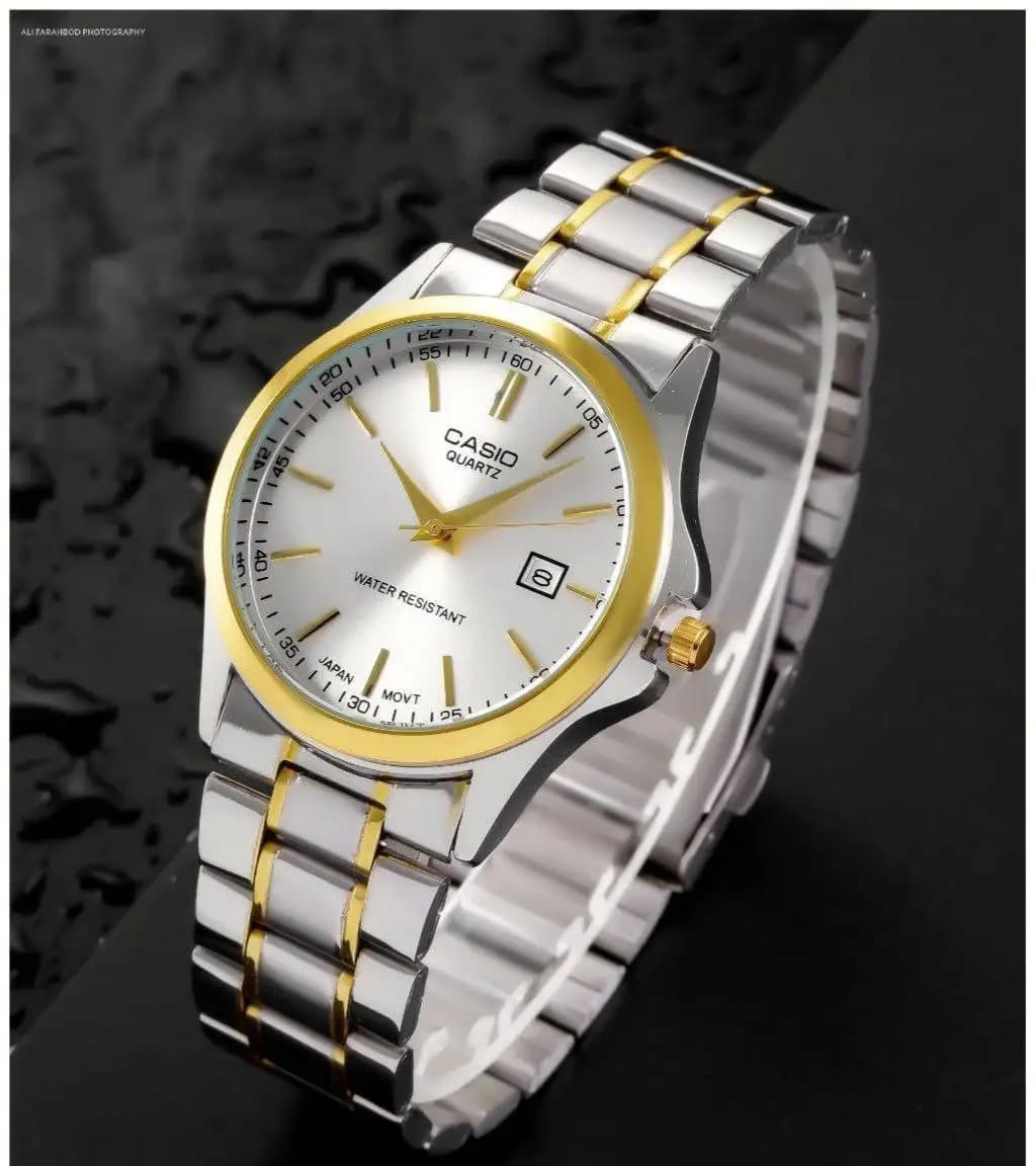 ساعت Casio (طلایی-نقره ای صفحه سفید) کد 4239زنانه