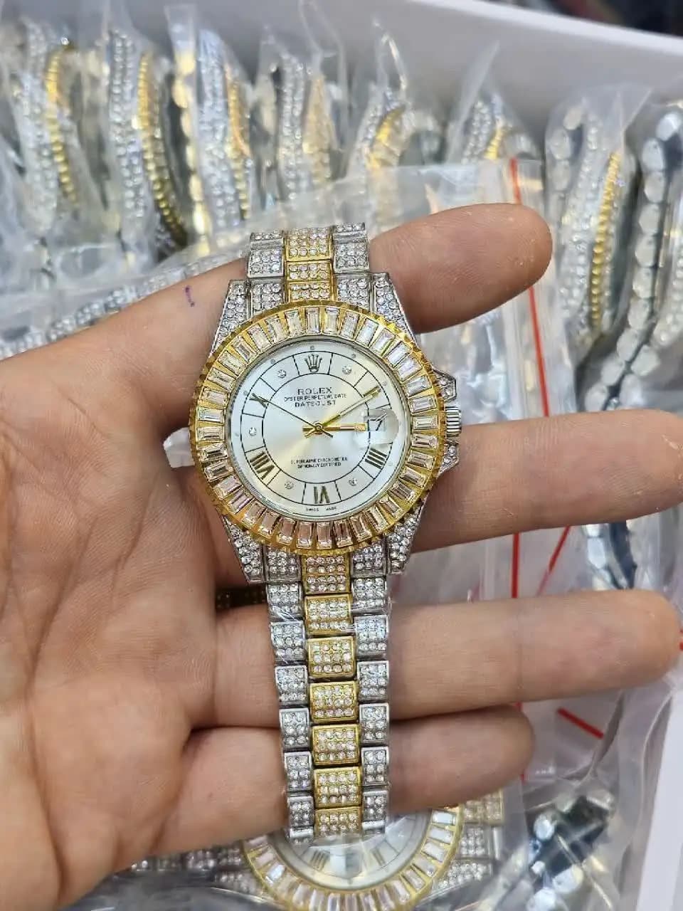 ساعت Rolex (نقره ای-طلایی صفحه سفید) کد 4225