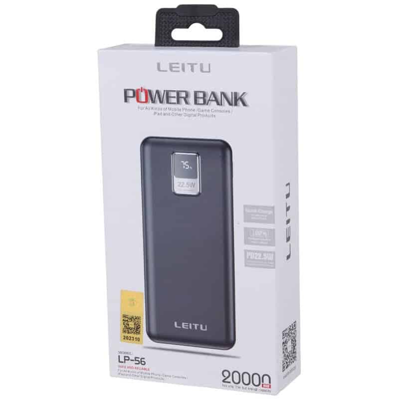 پاوربانک فست شارژ لیتو LP-56 QC PD 22.5W ظرفیت 20000 میلی آمپر ساعت — تصویر ۷