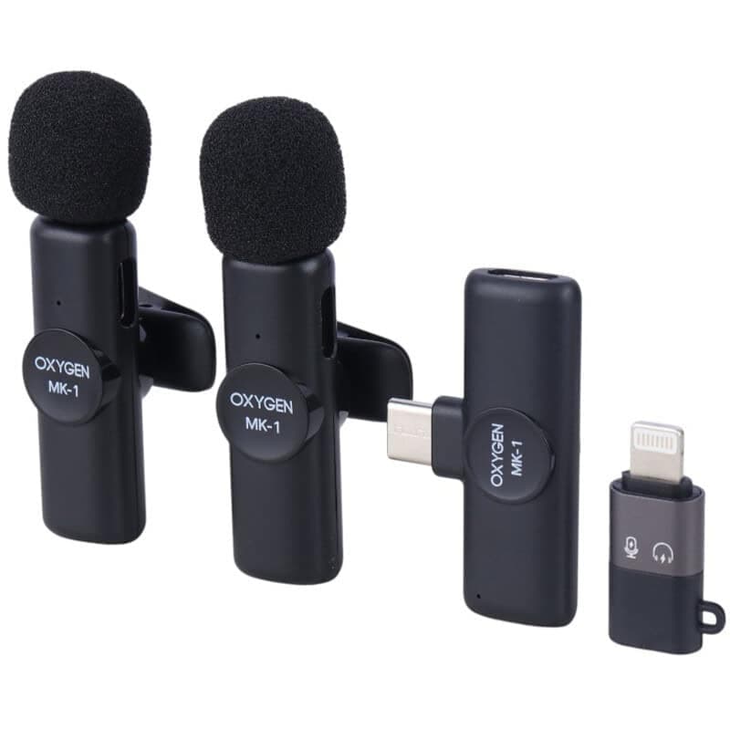 میکروفون یقه ای بی سیم Oxygen MK-1 + تبدیل Type-C To Lightning — تصویر ۳