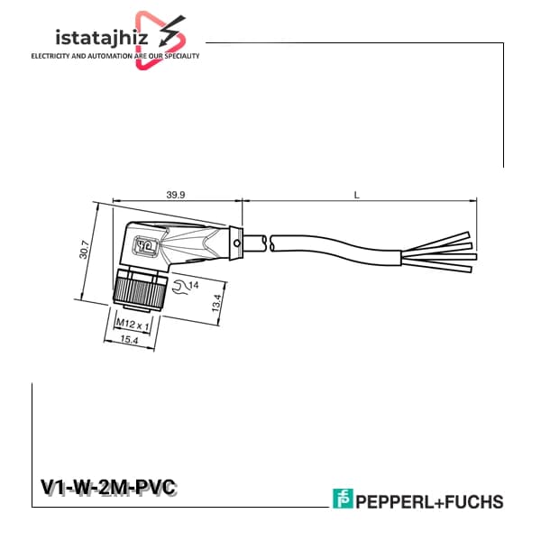 سوکت سنسور کابلی V1-W-2M-PVC برند P+F — تصویر ۳