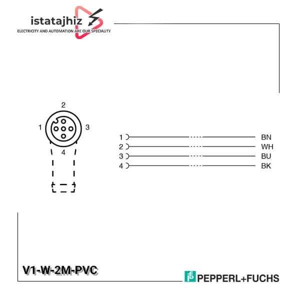 سوکت سنسور کابلی V1-W-2M-PVC برند P+F — تصویر ۲