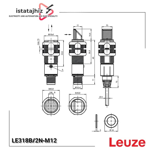 سنسور نوری LEUZE LE318B/2N‑M12 — تصویر ۲