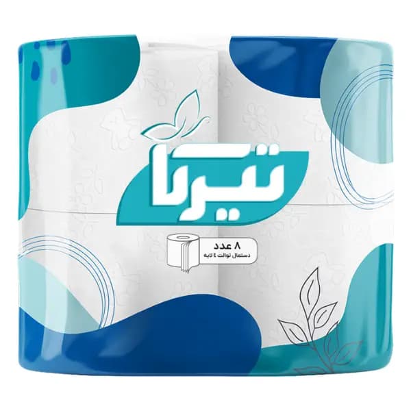 دستمال توالت تیرکا 4 لایه بسته 8 عددی