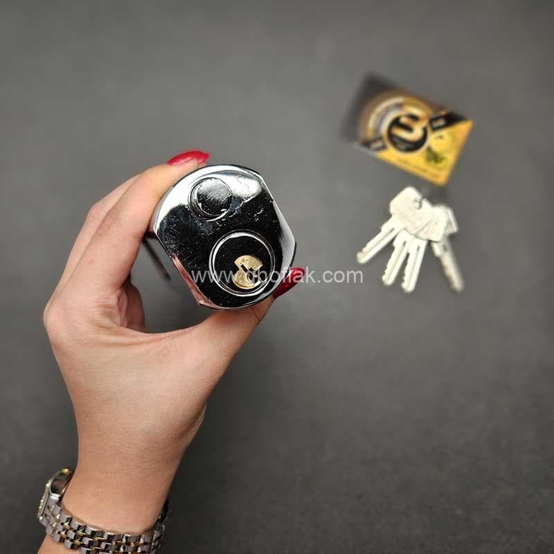 قفل کتابی کهن مدل بیضی کلید دوشیار سایز 95 — تصویر ۸