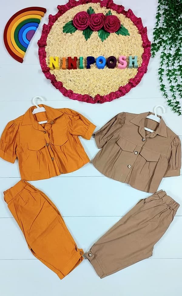 ست کت کراپ و شلوار دخترانه سایز40،45،50،55