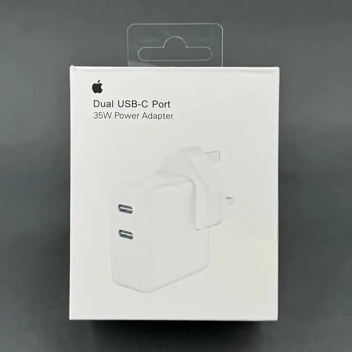 شارژر 35 وات اپل مدل Dual USB-C Port (اصل) سه شاخه — تصویر ۲