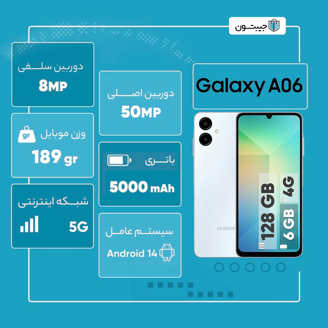 موبایل سامسونگ مدل Galaxy A06 ظرفیت 128 رم 4 گیگابایت — تصویر ۲