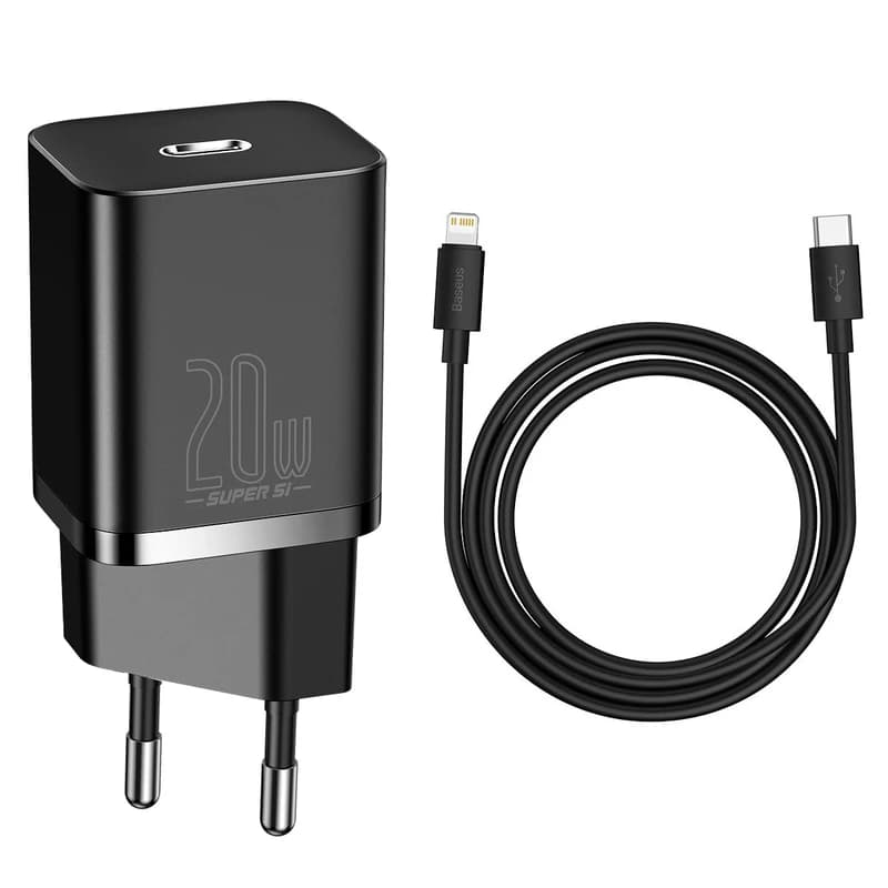 شارژر بیسوس مدل Baseus Super Si 20W + کابل تبدیل لایتنینگ