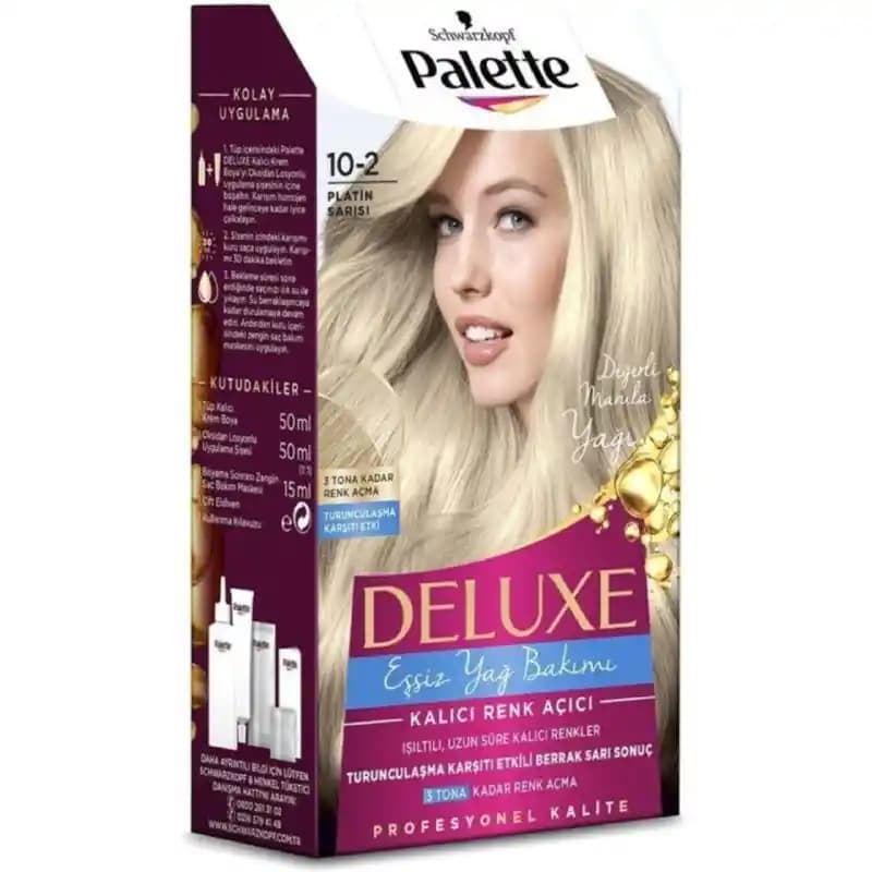 کیت رنگ مو بلوند پلاتینی پلت دولوکس شماره 10.2 زنانه Palette Deluxe Essiz Yag Bakımı Sac Boyası Platin