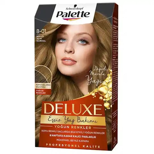 کیت رنگ مو شوارزکوف پالت دولوکس (بلوند دودی روشن) Palette Deluxe Essiz Yag Bakımı Sac Boyası Kullu Acık Kumral 8-01