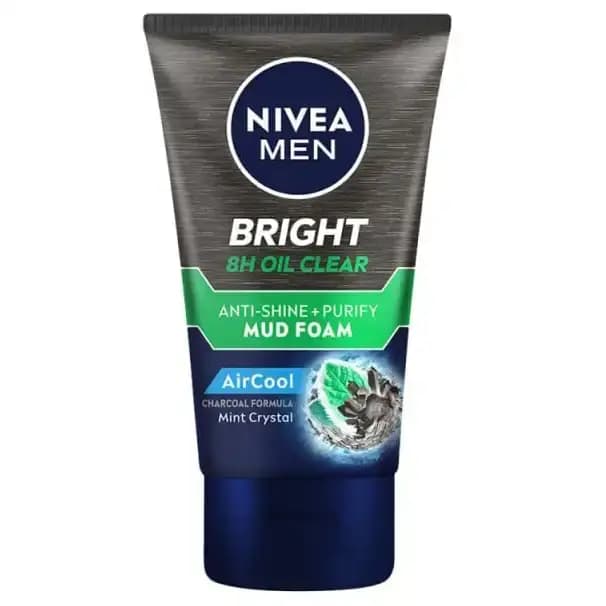 فوم شستشو و کنترل چربی صورت مردانه نیوا ماد 100 میل Nivea Men Bright 8h Oil Clear Mud Foam