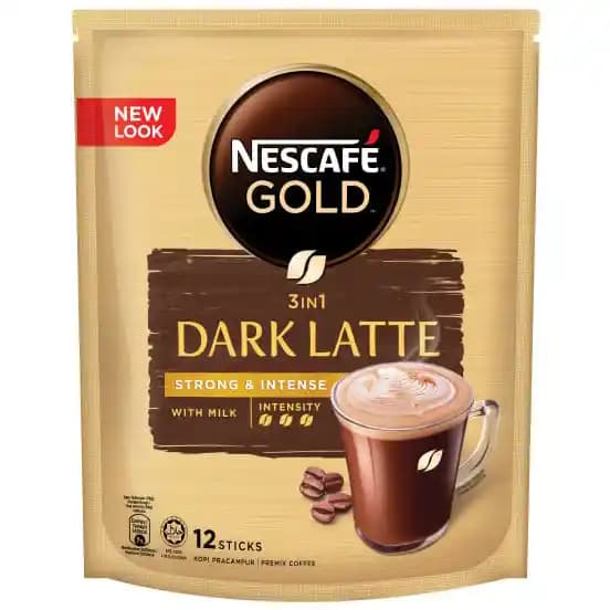کافی میکس 3 در 1 گلد دارک لاته نسکافه 12 عددی Nescafe Gold Dark Latte Coffee mix 3 in 1