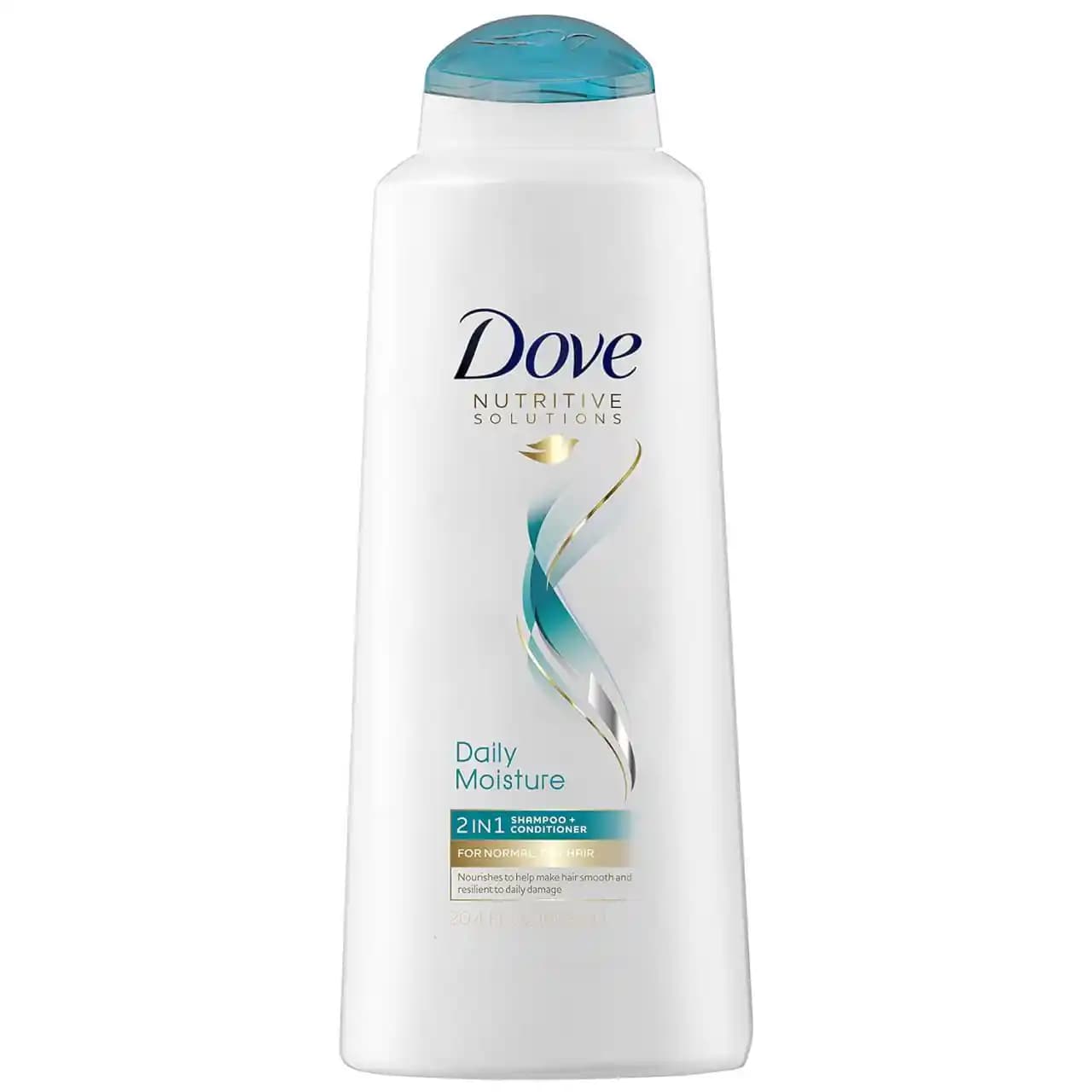 شامپو و نرم کننده مغذی داو مدل دیلی مویسچر مناسب موی خشک و معمولی 603 میل Dove 2 in 1 Nutrative Daily Moisture