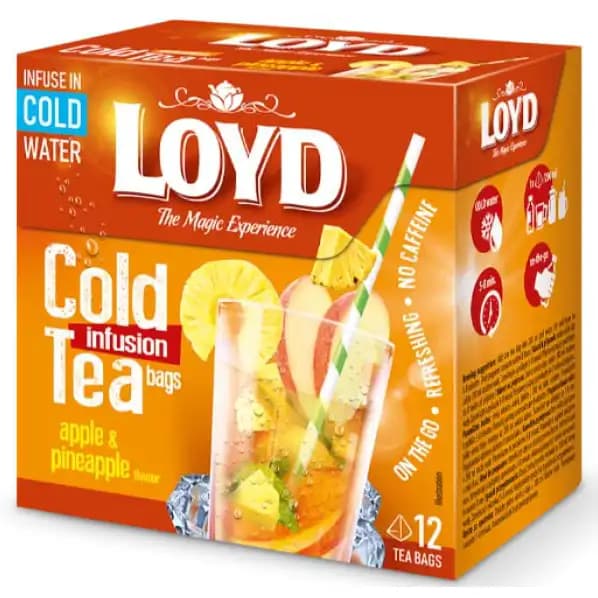 دمنوش میوه ای سرد لوید با طعم سیب و آناناس 12 عددی LOYD Cold Infusion Tea Apple & Pineapple