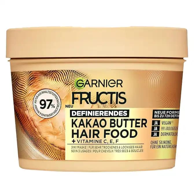 ماسک موی گارنیر فروکتیس کره کاکائو برای موهای خشک و فر 390 میل Garnier Fructis Defining Cocoa Butter Mask for Dry and Curly Hair