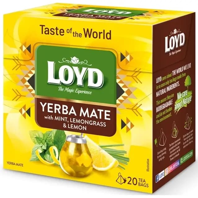 دمنوش یربا ماته لوید با طعم نعناع، لیمون گراس و لیمو 20 عددی LOYD Yerba Mate tea with mint, lemongrass and lemon taste
