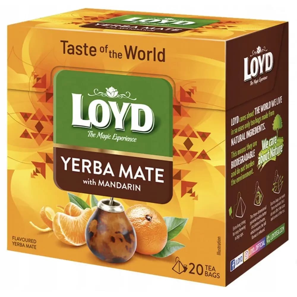 دمنوش یربا ماته لوید با طعم نارنگی ماندارین 20 عددی LOYD Yerba Mate with Mandarin Flavor