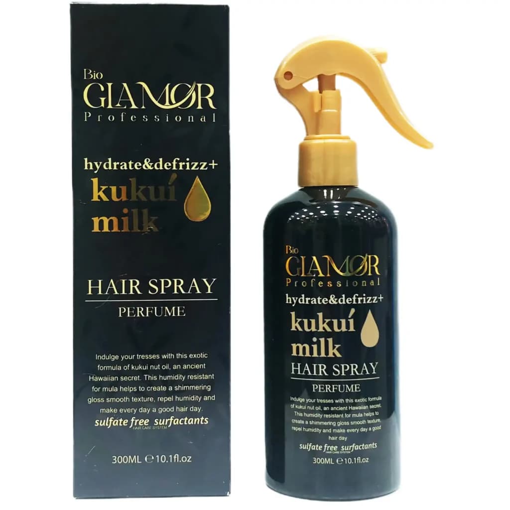 اسپری مو ضد وز و آبرسان گلامور حاوی شیر کوکوی 300 گرمی Glamor Professional Hydrate & Defrizz + Kukui Milk